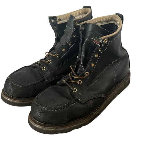Thorogood American Heritage Max Wear Wedge Black 6” Soft Toe Work Boots Size 10 - Picture 1 of 12